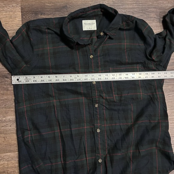 Abercrombie & Fitch A&F Women's Soft Flannel Shirt Xl Green Blue Red Plaid - Picture 8 of 9